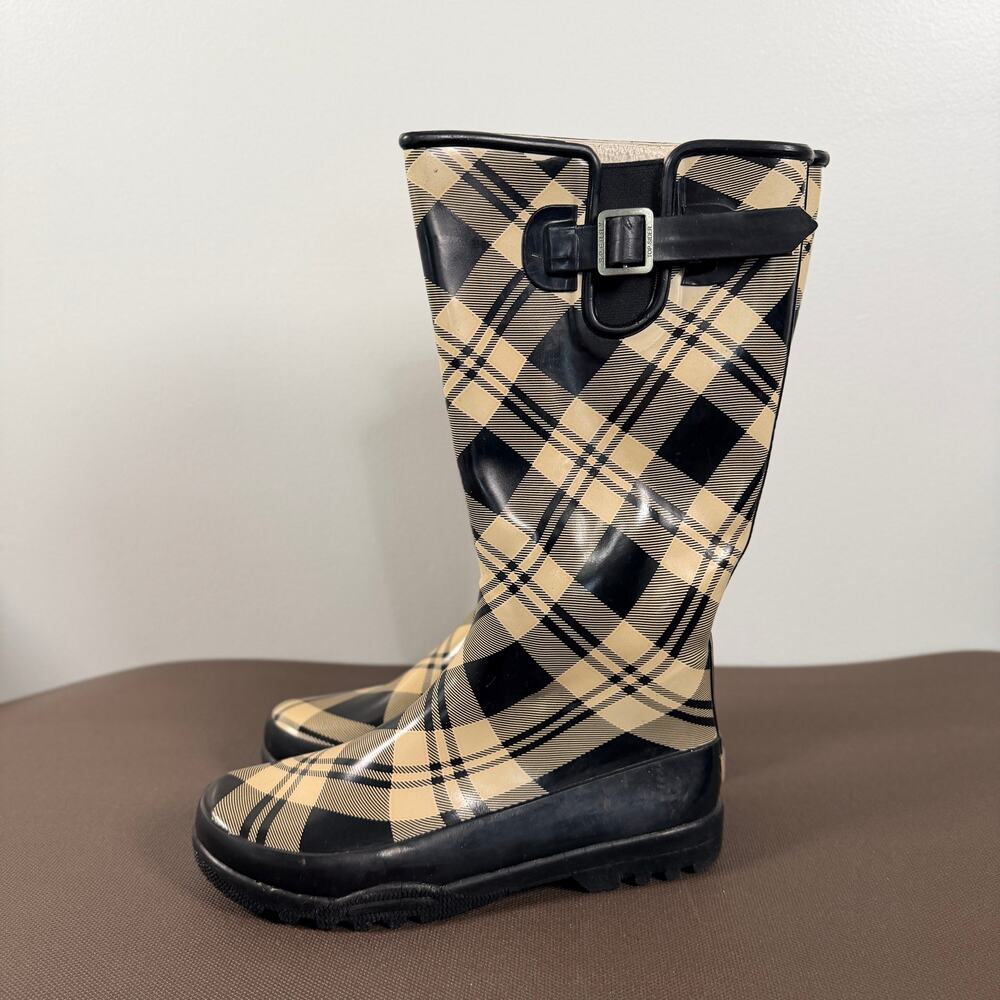Sperry Top-Sider Pelican Plaid Rain Boots Waterproof w/ Micro Fleece Lining Sz 8